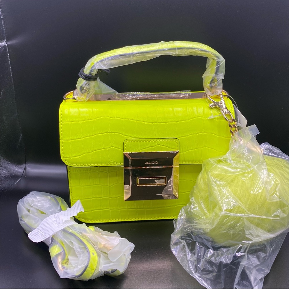 Aldo Chiadda Bright Yellow Women's Top Handle Handbag - Picture 7 of 11